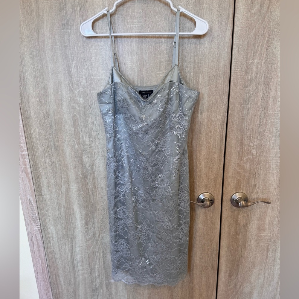 BCBGMaxAzria Silver Lace Dress